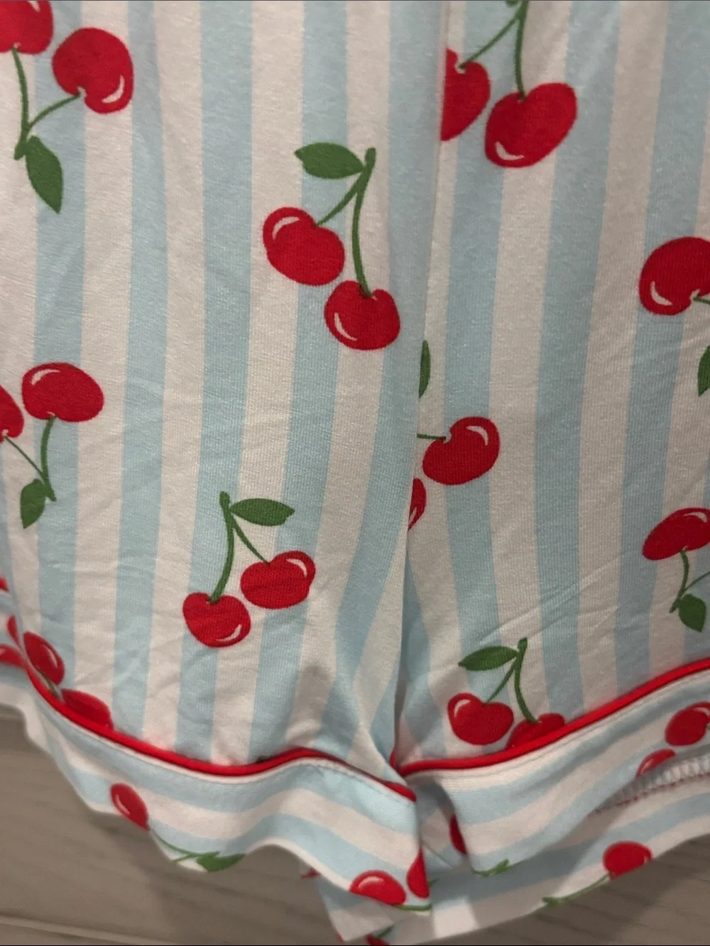 kate spade Cherry Print Short-Sleeve Pajama Set in White and Red